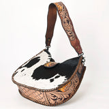 LC-ADBG1076 Hair-On Cowhide Hobo Bag with Tooled Leather Strap-Western Shoulder Purse by American Darling
