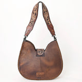 LC-ADBG1076 Hair-On Cowhide Hobo Bag with Tooled Leather Strap-Western Shoulder Purse by American Darling