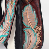 LC-ADBG1076 Hair-On Cowhide Hobo Bag with Tooled Leather Strap-Western Shoulder Purse by American Darling