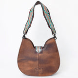 LC-ADBG1076 Hair-On Cowhide Hobo Bag with Tooled Leather Strap-Western Shoulder Purse by American Darling