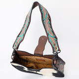 LC-ADBG1076 Hair-On Cowhide Hobo Bag with Tooled Leather Strap-Western Shoulder Purse by American Darling