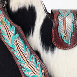 LC-ADBG1076 Hair-On Cowhide Hobo Bag with Tooled Leather Strap-Western Shoulder Purse by American Darling