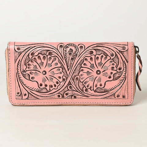 ADBGZ731 Hand Tooled Genuine Leather Floral Zip Organiser - Western Cowgirl Style