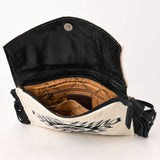 LC-ADBGS178BG Western Crossbody Envelope with Aztec Design and Fringe - Black & Ivory Wool Fabric