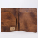 ADBG1087-Western Leather Bible Cover Hand Tooled Floral Design with Croc Print Portfolio Women Bag by American Darling