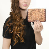LC-ADBG1092 Hand-Tooled Western Leather Bifold Wallet with Floral Design-American Darling