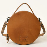 ADBG1094 Hand-Tooled Floral Western Leather Canteen Bag with Wool Saddle Blanket Tooled Strap -American Darling