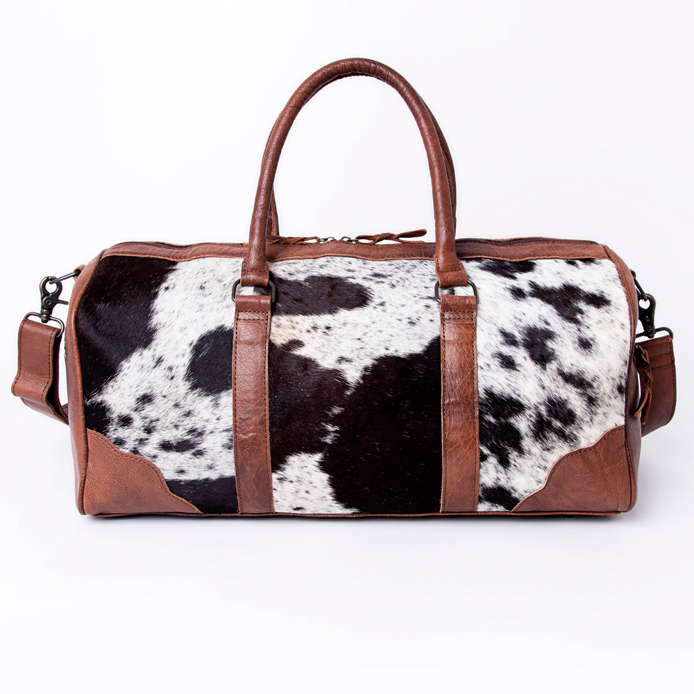 American Darling Western Leather Duffle Bag Hair-On Cowhide and Fringe