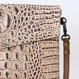 ADBGS178 Crocodile Embossed Genuine Leather Crossbody Envelope - Western Style