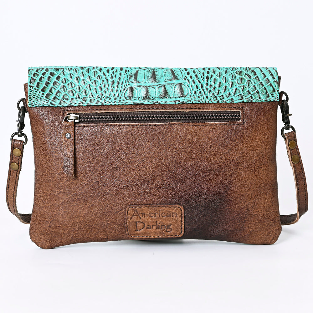 ADBGS178 Crocodile Embossed Genuine Leather Crossbody Envelope - Western Style