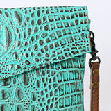 ADBGS178 Crocodile Embossed Genuine Leather Crossbody Envelope - Western Style