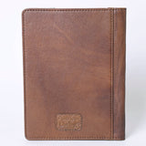 ADBG1040 Hair-On Cowhide Leather Portfolio with Floral Hand Tooled Corner-Western Style Organizer