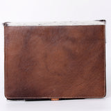 ADBG1040 Hair-On Cowhide Leather Portfolio with Floral Hand Tooled Corner-Western Style Organizer