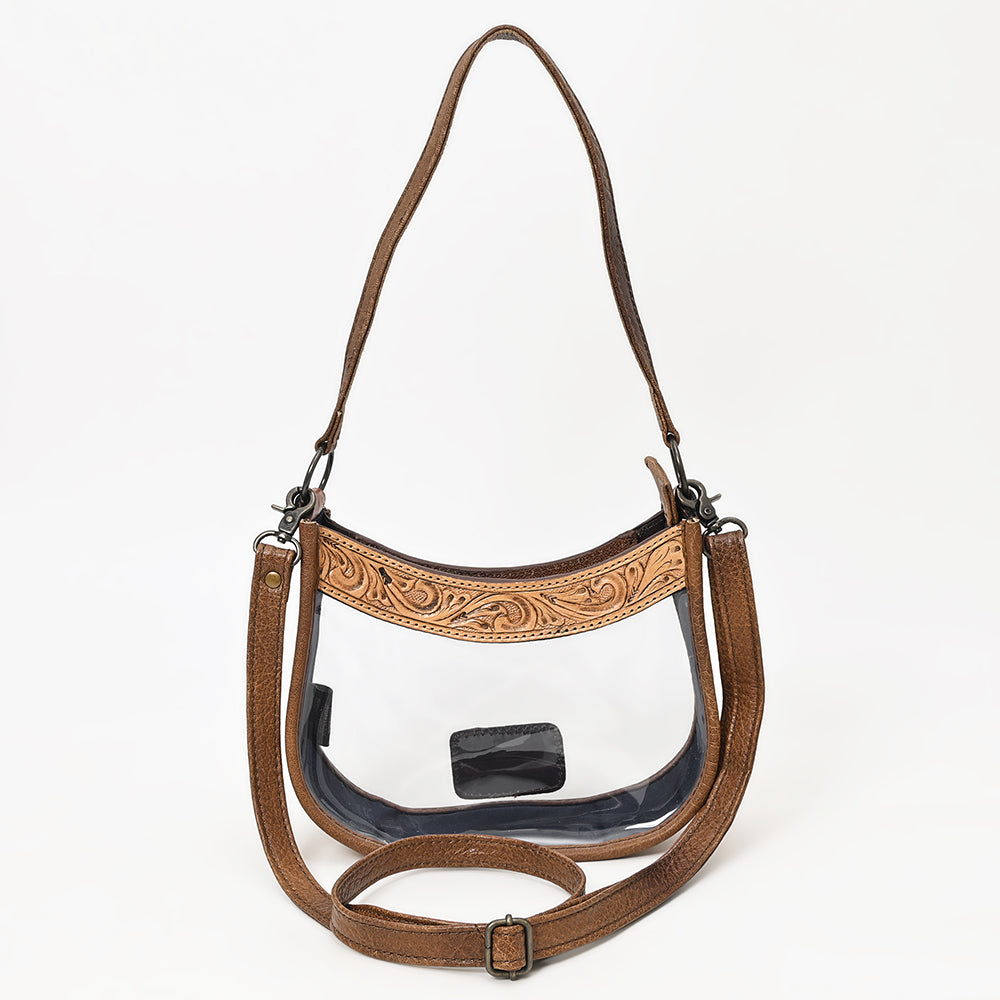 American Darling Western Leather Clear Bag with Hand Tooled Accents