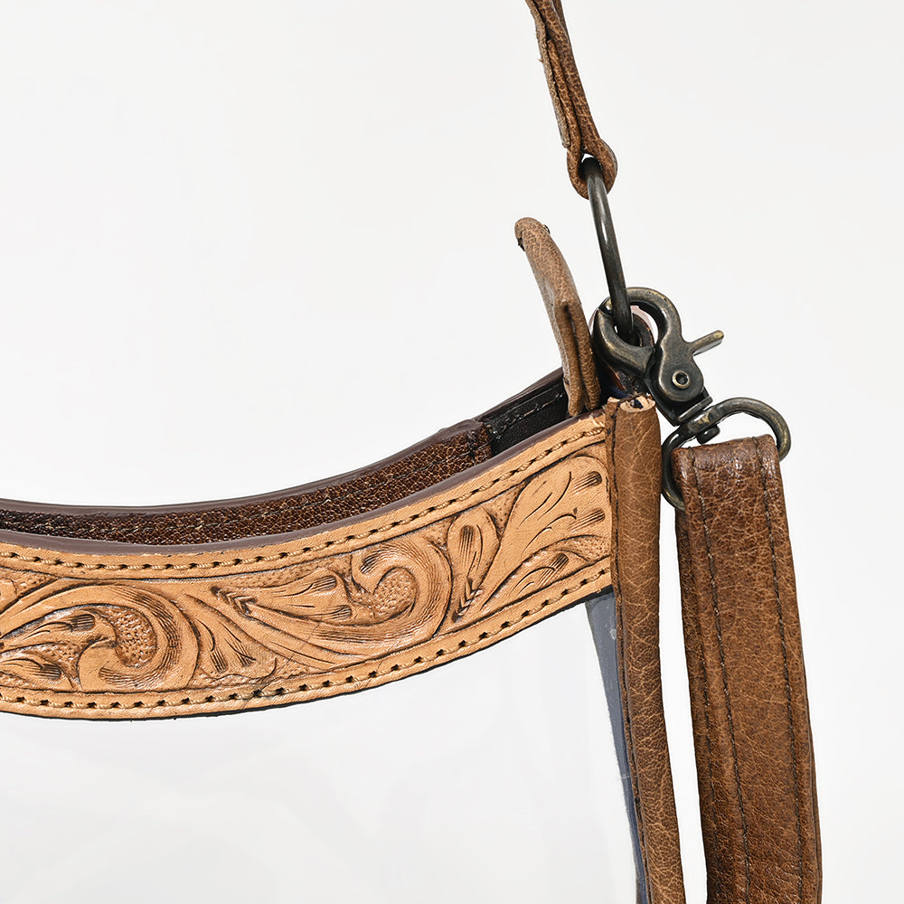 American Darling Western Leather Clear Bag with Hand Tooled Accents