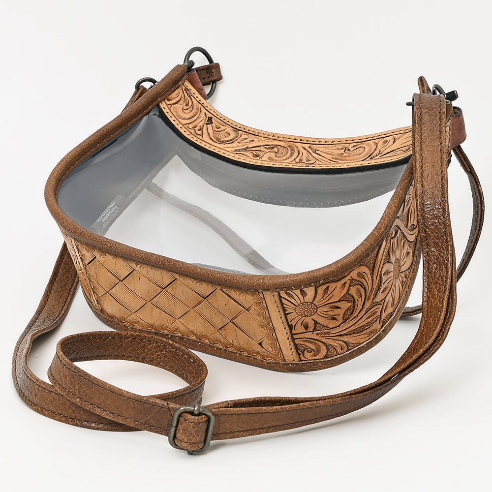 American Darling Western Leather Clear Bag with Hand Tooled Accents