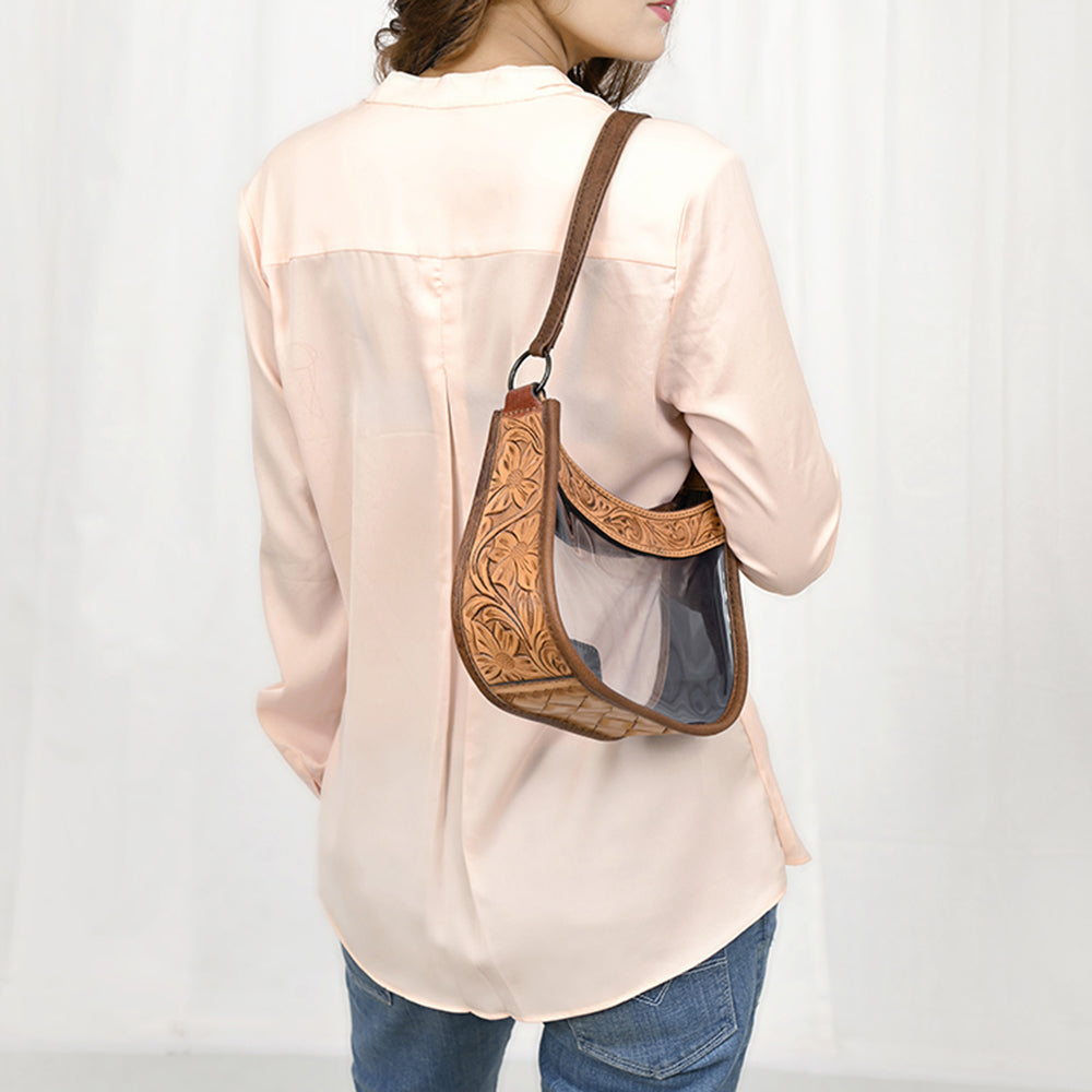 American Darling Western Leather Clear Bag with Hand Tooled Accents