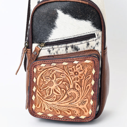 ADBG1103 American Darling Western Leather Crossbody Bag Hair-On Cowhide Hand-Tooled Floral Front