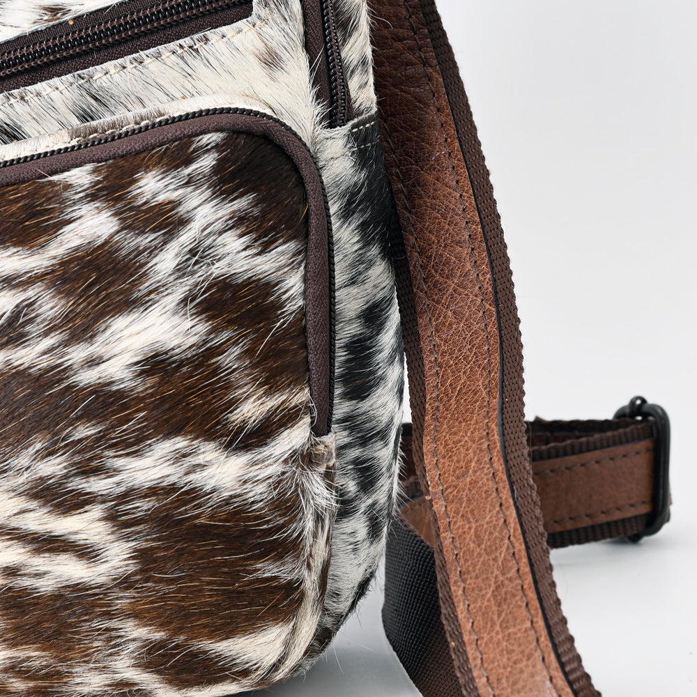 American Darling Western Hair-On Cowhide Sling Backpack - Genuine Leather Everyday Crossbody Bag