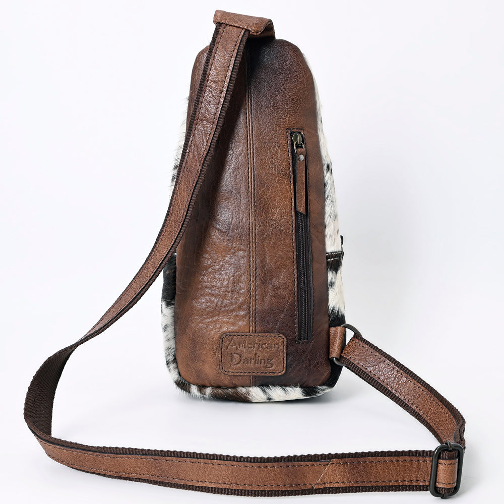 American Darling Western Hair-On Cowhide Sling Backpack - Genuine Leather Everyday Crossbody Bag