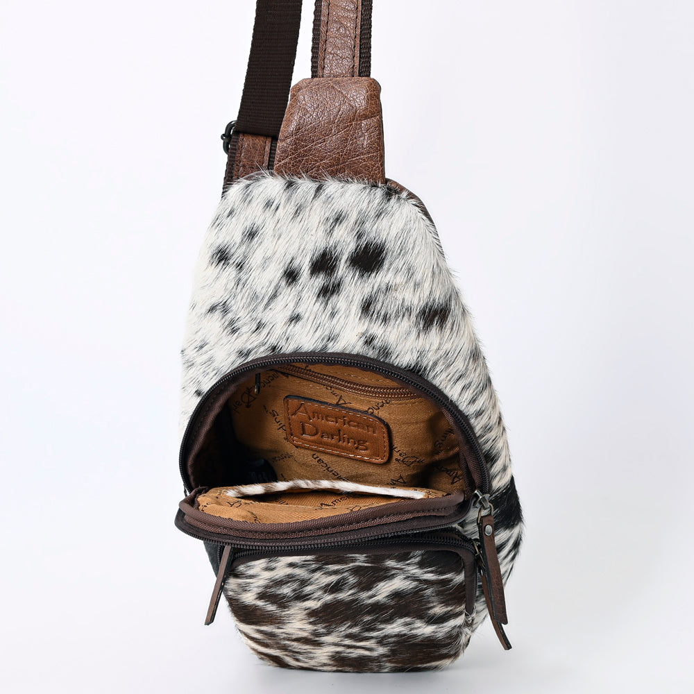 American Darling Western Hair-On Cowhide Sling Backpack - Genuine Leather Everyday Crossbody Bag