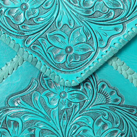 American Darling Hand-Tooled Genuine Leather Western Envelope Bag ï¿½ Floral Carved Crossbody