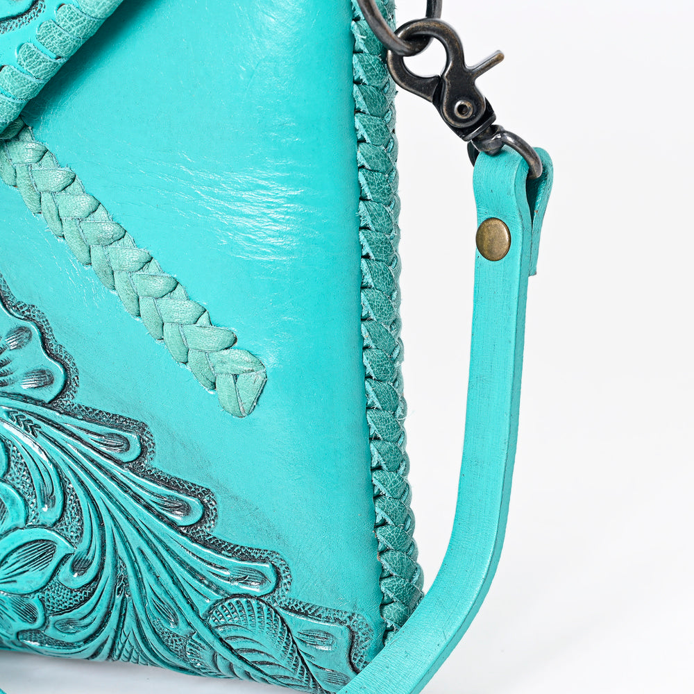 American Darling Hand-Tooled Genuine Leather Western Envelope Bag - Floral Carved Crossbody