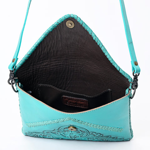 American Darling Hand-Tooled Genuine Leather Western Envelope Bag ï¿½ Floral Carved Crossbody