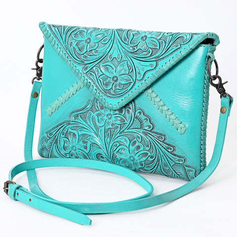 American Darling Hand-Tooled Genuine Leather Western Envelope Bag ï¿½ Floral Carved Crossbody