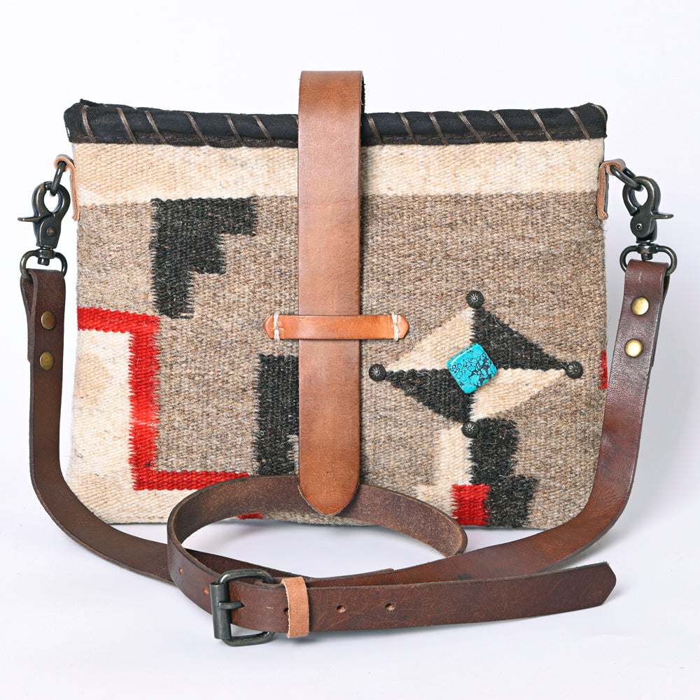 American Darling Hand-Woven Saddle Blanket Western Crossbody Bag - Genuine Leather Artisan Purse