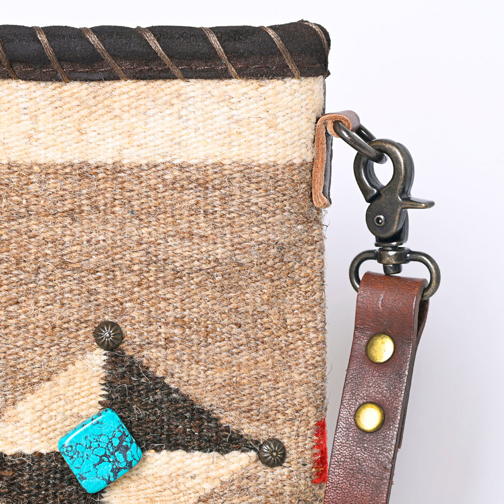 American Darling Hand-Woven Saddle Blanket Western Crossbody Bag - Genuine Leather Artisan Purse