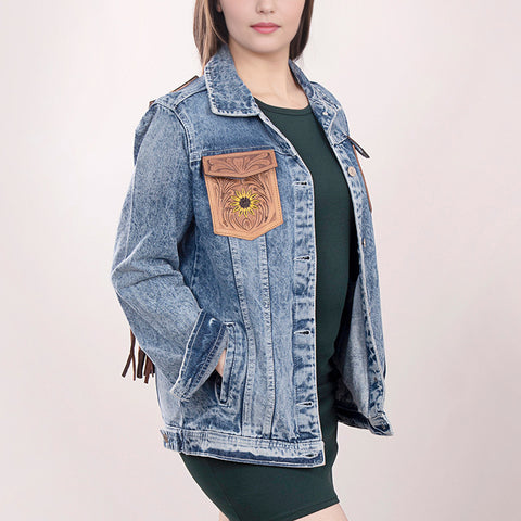 American Darling Boho Denim & Harness Jacket Sunflower Fringe Top