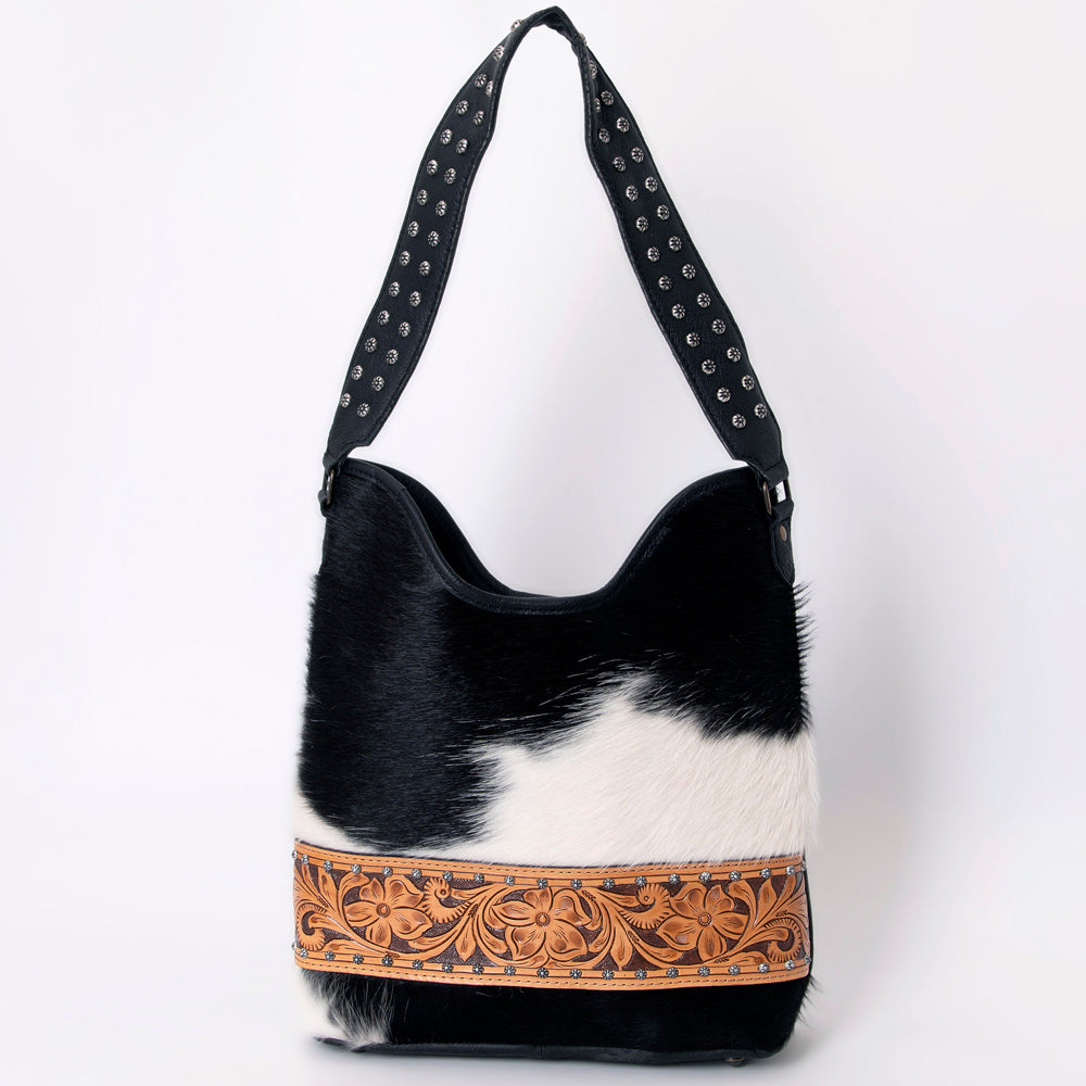 American Darling Handcrafted Cowhide Leather Hobo Bag with Tooled Floral Details - Premium Western Style
