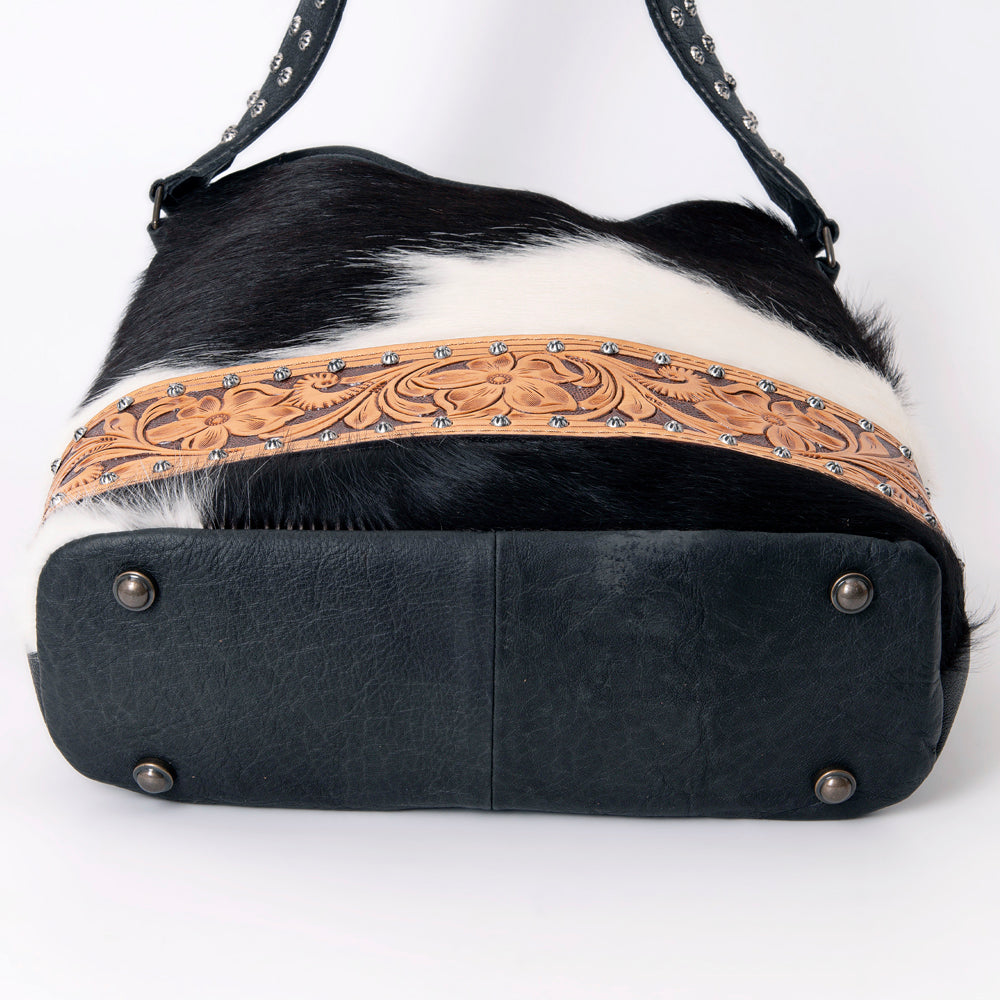 American Darling Handcrafted Cowhide Leather Hobo Bag with Tooled Floral Details - Premium Western Style