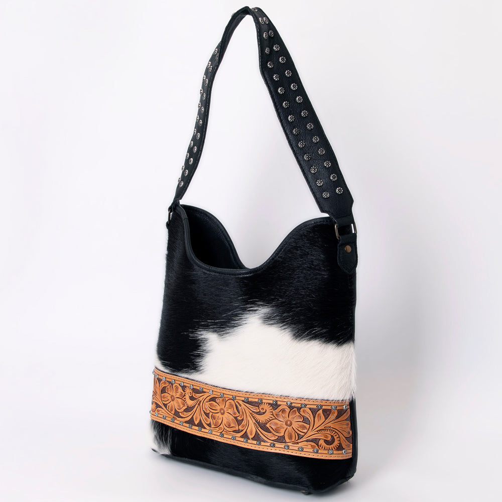 American Darling Handcrafted Cowhide Leather Hobo Bag with Tooled Floral Details - Premium Western Style