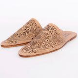 LC-ADFT140 Hand Tooled Genuine Western Leather Mule Flip Flop Sliper Loafer