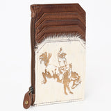 ADCCM101 Cowhide Leather Card Holder - Engraved Western Leather Slim Wallet