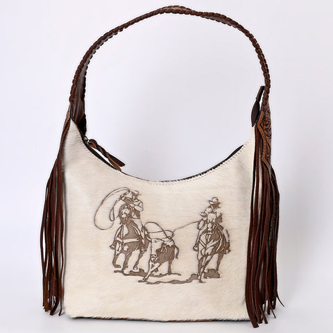 American Darling Western Hobo Bag Hair-On Cowhide & Tooled Leather Shoulder Purse