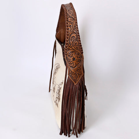 American Darling Western Hobo Bag Hair-On Cowhide & Tooled Leather Shoulder Purse