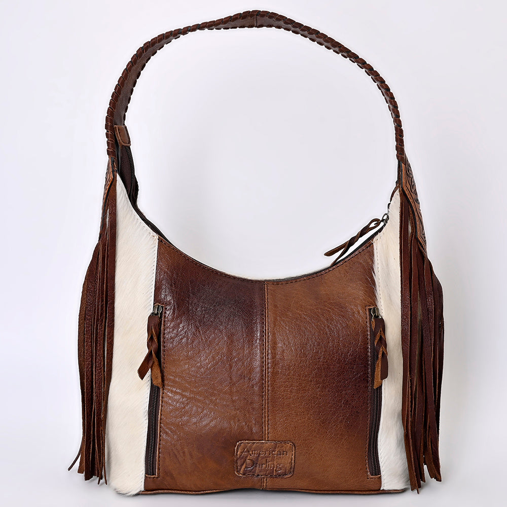 LC-ADBG803 Annie Western Hobo Bag Hair-On Cowhide & Tooled Leather Shoulder Purse