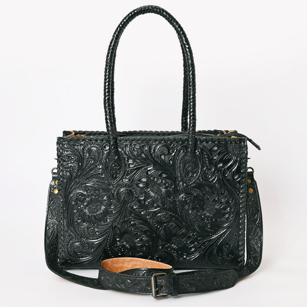 ADBG1131 Hand-Tooled Leather Tote-Western Floral Cowgirl Shoulder Bag
