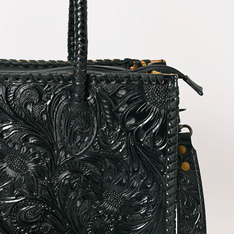 American Darling Hand Tooled Leather Tote Bag -Western Floral Carved Purse