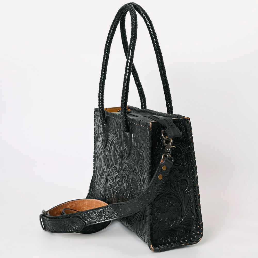 ADBG1131 Hand-Tooled Leather Tote-Western Floral Cowgirl Shoulder Bag