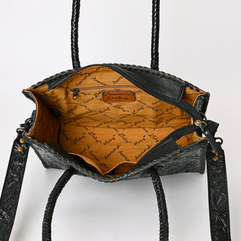 American Darling Hand Tooled Leather Tote Bag -Western Floral Carved Purse