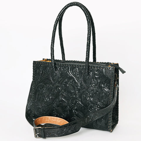 American Darling Hand Tooled Leather Tote Bag -Western Floral Carved Purse