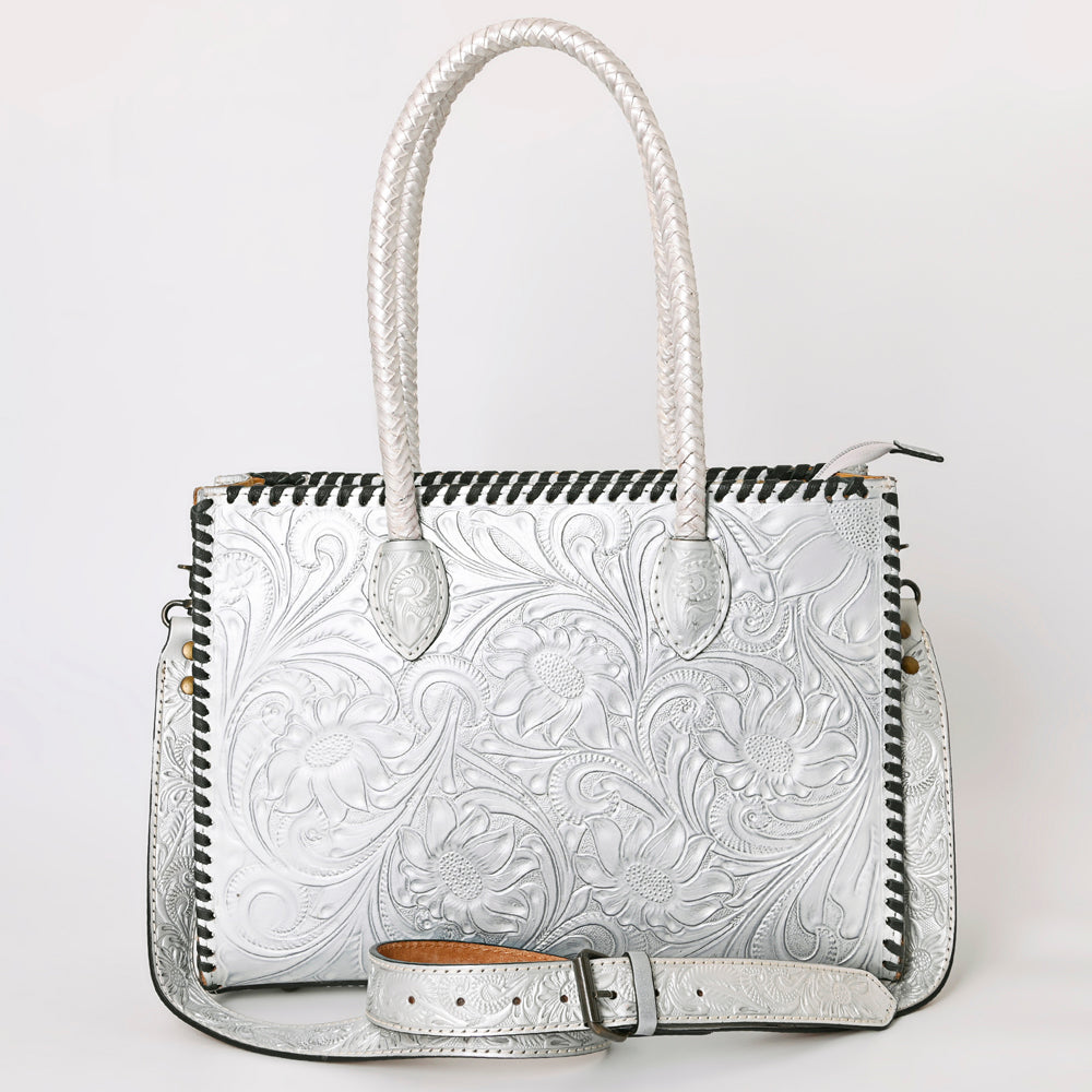 ADBG1131 Hand-Tooled Leather Tote-Western Floral Cowgirl Shoulder Bag