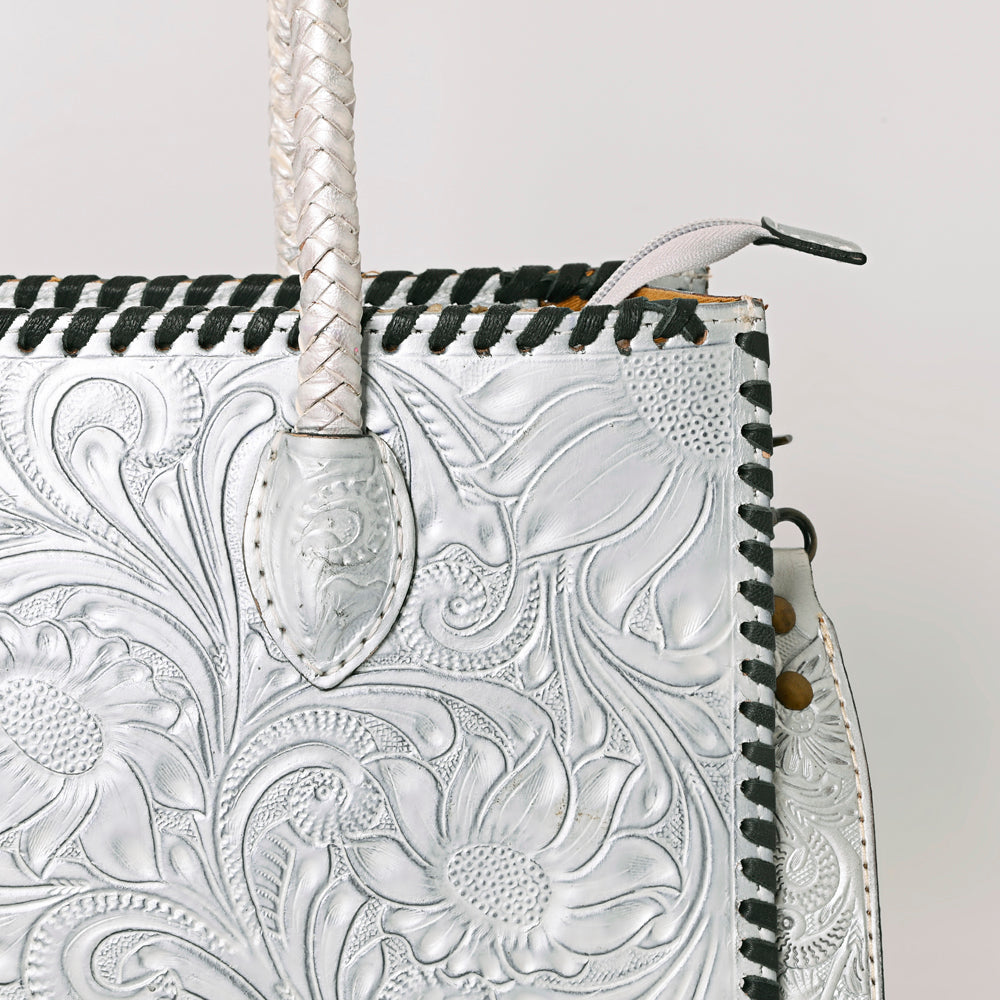 ADBG1131 Hand-Tooled Leather Tote-Western Floral Cowgirl Shoulder Bag