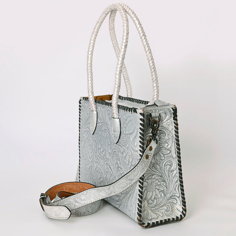 American Darling Hand Tooled Leather Tote Bag -Western Floral Carved Purse