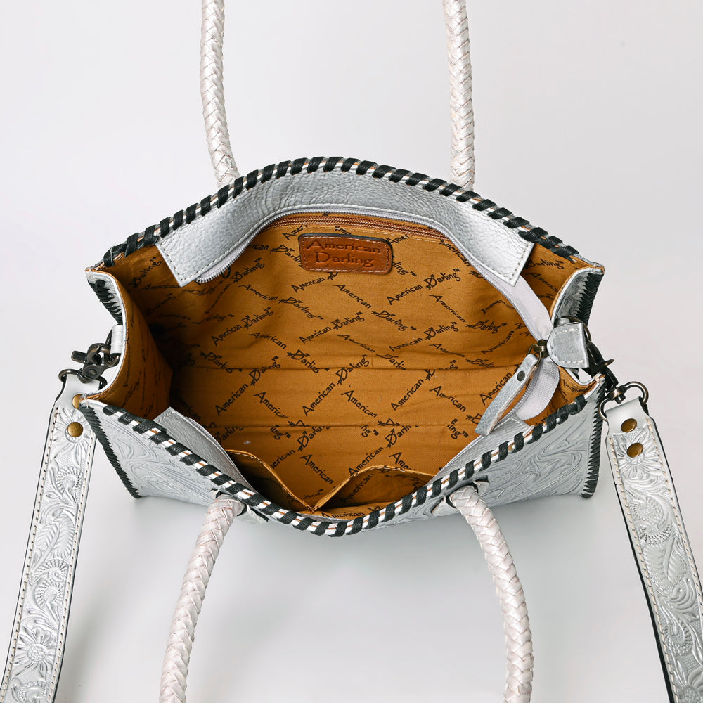 ADBG1131 Hand-Tooled Leather Tote-Western Floral Cowgirl Shoulder Bag