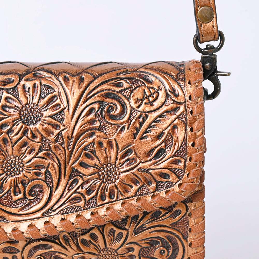 ADBG1133 Hand-Tooled Western Leather Crossbody Wallet-Genuine Cowhide Bag by American Darling